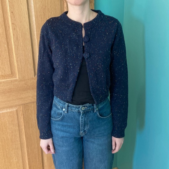 ModCloth Blue Confetti Crop Cardigan - Picture 2 of 9